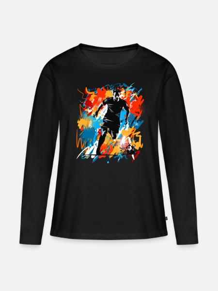 Fußball Fußballer - Frauen Premium Bio Langarmshirt - Schwarz