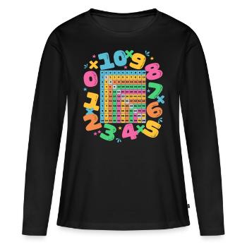 Mathematisches Einmaleins für Kinder - Frauen Premium Bio Langarmshirt - Schwarz - Vorne - Julia (174cm)