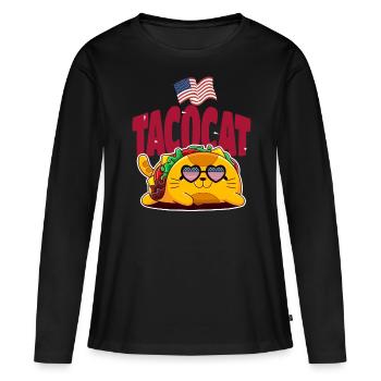 Taco - T-shirt manches longues Premium bio Femme - noir - Devant - Julia (174cm)
