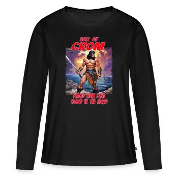 Guerrier de Crom Viking Fantasy Guerrier Barbare - T-shirt manches longues Premium bio Femme - noir - Devant - Julia (174cm)