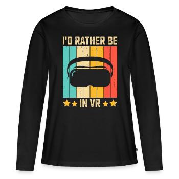 VR Lunettes de Réalité Virtuelle Réalité Virtuelle - T-shirt manches longues Premium bio Femme - noir - Devant - Julia (174cm)
