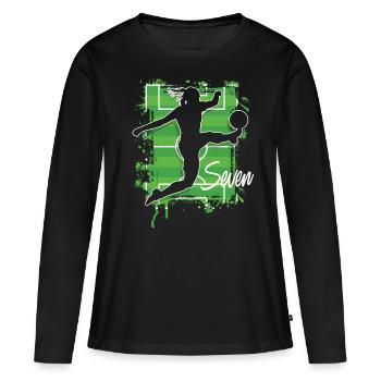 Footballeur Football 7ème Anniversaire - T-shirt manches longues Premium bio Femme - noir - Devant - Julia (174cm)