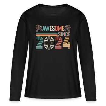 Anniversaire 2024 depuis 2024 Millésime 2024 - T-shirt manches longues Premium bio Femme - noir - Devant - Julia (174cm)