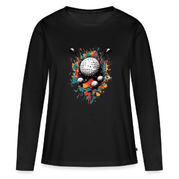 Golfspieler Design Aesthetic Golfer Sport - Frauen Premium Bio Langarmshirt - Schwarz - Vorne - Julia (174cm)