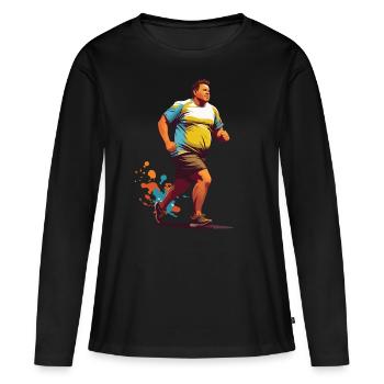 Drôle De Surpoids Coureur Fitness - T-shirt manches longues Premium bio Femme - noir - Devant - Julia (174cm)