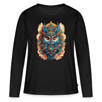 Eule Spirituelles Mandala Tier Traumfänger Design - Frauen Premium Bio Langarmshirt - Schwarz - Vorne - Julia (174cm)