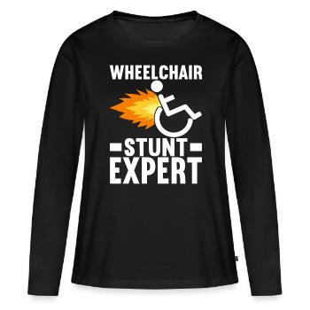 Personnes en fauteuil roulant Fauteuil roulant - T-shirt manches longues Premium bio Femme - noir - Devant - Julia (174cm)