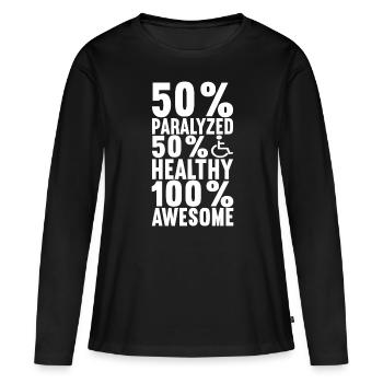 Personnes en fauteuil roulant Fauteuil roulant - T-shirt manches longues Premium bio Femme - noir - Devant - Julia (174cm)