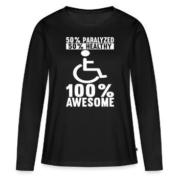 Personnes en fauteuil roulant Fauteuil roulant - T-shirt manches longues Premium bio Femme - noir - Devant - Julia (174cm)