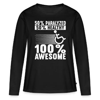 Personnes en fauteuil roulant Fauteuil roulant - T-shirt manches longues Premium bio Femme - noir - Devant - Julia (174cm)