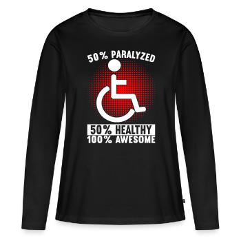 Personnes en fauteuil roulant Fauteuil roulant - T-shirt manches longues Premium bio Femme - noir - Devant - Julia (174cm)