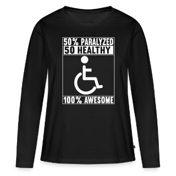 Personnes en fauteuil roulant Fauteuil roulant - T-shirt manches longues Premium bio Femme - noir - Devant - Julia (174cm)