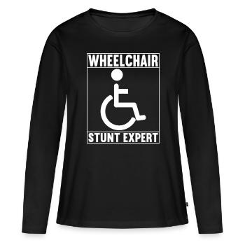 Personnes en fauteuil roulant Fauteuil roulant - T-shirt manches longues Premium bio Femme - noir - Devant - Julia (174cm)