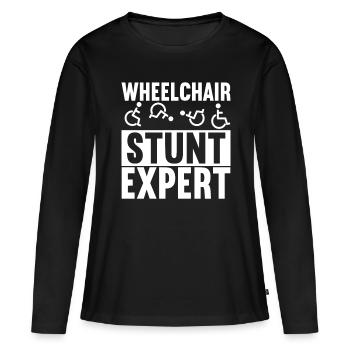 Personnes en fauteuil roulant Fauteuil roulant - T-shirt manches longues Premium bio Femme - noir - Devant - Julia (174cm)