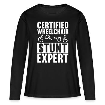 Personnes en fauteuil roulant Fauteuil roulant - T-shirt manches longues Premium bio Femme - noir - Devant - Julia (174cm)