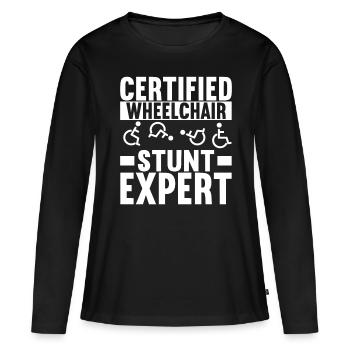 Personnes en fauteuil roulant Fauteuil roulant - T-shirt manches longues Premium bio Femme - noir - Devant - Julia (174cm)