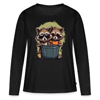 Amis drôles, Poubelles, Résidents, Streetwear - T-shirt manches longues Premium bio Femme - noir - Devant - Julia (174cm)