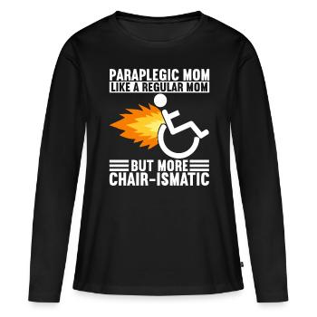 Personnes en fauteuil roulant Fauteuil roulant - T-shirt manches longues Premium bio Femme - noir - Devant - Julia (174cm)
