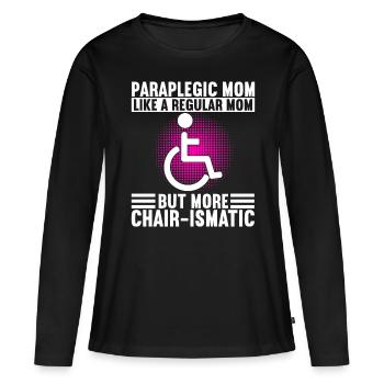 Personnes en fauteuil roulant Fauteuil roulant - T-shirt manches longues Premium bio Femme - noir - Devant - Julia (174cm)