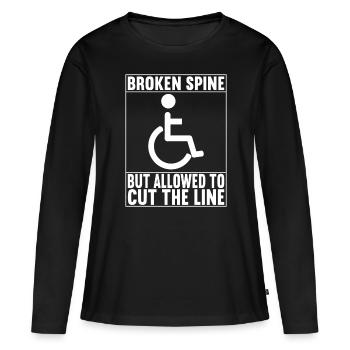 Personnes en fauteuil roulant Fauteuil roulant - T-shirt manches longues Premium bio Femme - noir - Devant - Julia (174cm)