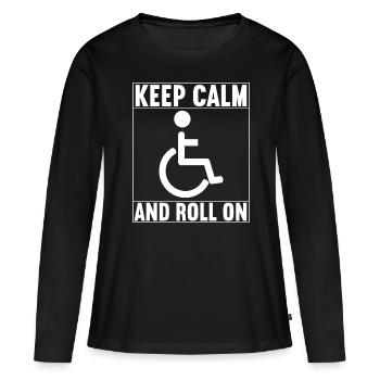 Personnes en fauteuil roulant Fauteuil roulant - T-shirt manches longues Premium bio Femme - noir - Devant - Julia (174cm)