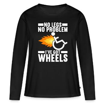 Personnes en fauteuil roulant Fauteuil roulant - T-shirt manches longues Premium bio Femme - noir - Devant - Julia (174cm)