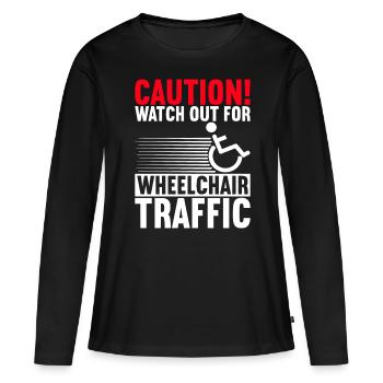 Personnes en fauteuil roulant Fauteuil roulant - T-shirt manches longues Premium bio Femme - noir - Devant - Julia (174cm)
