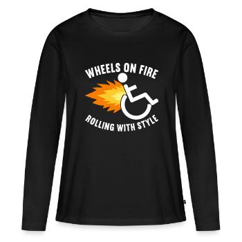 Personnes en fauteuil roulant Fauteuil roulant - T-shirt manches longues Premium bio Femme - noir - Devant - Julia (174cm)