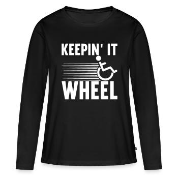 Personnes en fauteuil roulant Fauteuil roulant - T-shirt manches longues Premium bio Femme - noir - Devant - Julia (174cm)