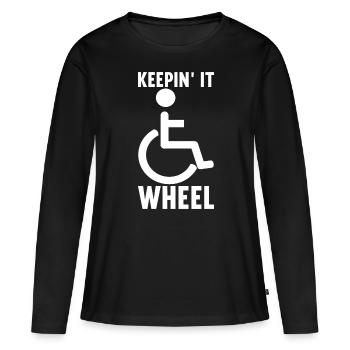 Personnes en fauteuil roulant Fauteuil roulant - T-shirt manches longues Premium bio Femme - noir - Devant - Julia (174cm)