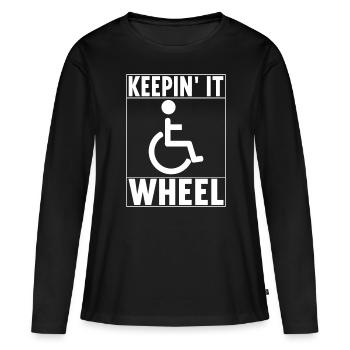 Personnes en fauteuil roulant Fauteuil roulant - T-shirt manches longues Premium bio Femme - noir - Devant - Julia (174cm)
