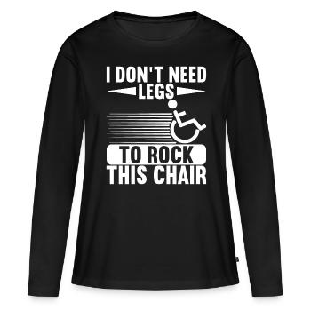 Personnes en fauteuil roulant Fauteuil roulant - T-shirt manches longues Premium bio Femme - noir - Devant - Julia (174cm)