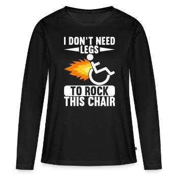 Personnes en fauteuil roulant Fauteuil roulant - T-shirt manches longues Premium bio Femme - noir - Devant - Julia (174cm)