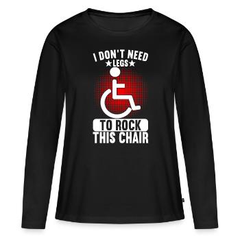 Personnes en fauteuil roulant Fauteuil roulant - T-shirt manches longues Premium bio Femme - noir - Devant - Julia (174cm)