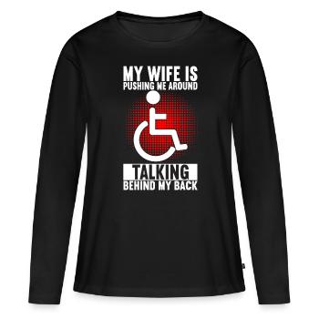 Personnes en fauteuil roulant Fauteuil roulant - T-shirt manches longues Premium bio Femme - noir - Devant - Julia (174cm)