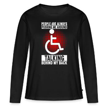 Personnes en fauteuil roulant Fauteuil roulant - T-shirt manches longues Premium bio Femme - noir - Devant - Julia (174cm)