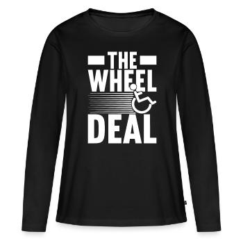 Personnes en fauteuil roulant Fauteuil roulant - T-shirt manches longues Premium bio Femme - noir - Devant - Julia (174cm)