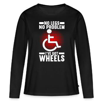 Personnes en fauteuil roulant Fauteuil roulant - T-shirt manches longues Premium bio Femme - noir - Devant - Julia (174cm)