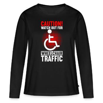 Personnes en fauteuil roulant Fauteuil roulant - T-shirt manches longues Premium bio Femme - noir - Devant - Julia (174cm)