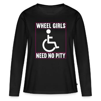 Personnes en fauteuil roulant Fauteuil roulant - T-shirt manches longues Premium bio Femme - noir - Devant - Julia (174cm)