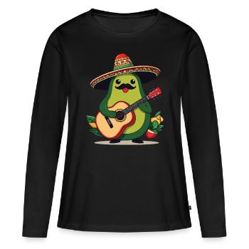 Avocado Mexican Mariachi Guitar Player - Women's Premium Organic Long Sleeve Shirt - black - Front - Julia (174cm)