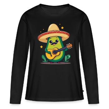 Avocado Mexican Mariachi Guitar Fiesta - Women's Premium Organic Long Sleeve Shirt - black - Front - Julia (174cm)