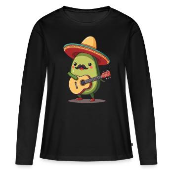 Avocado Mexican Mariachi Guitar Fiesta - Women's Premium Organic Long Sleeve Shirt - black - Front - Julia (174cm)