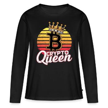 Crypto-monnaie reine de la crypto-monnaie - T-shirt manches longues Premium bio Femme - noir - Devant - Julia (174cm)