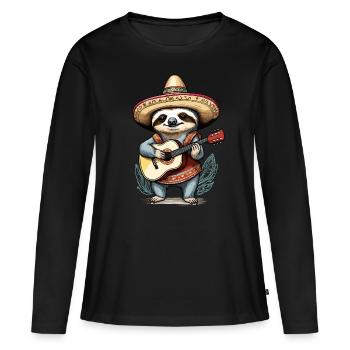 Sloth, Mariachi, Mexico, Music, Fiesta - Women's Premium Organic Long Sleeve Shirt - black - Front - Julia (174cm)