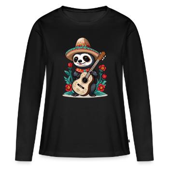 Sloth Mexican Mariachi Guitar Fiesta - Women's Premium Organic Long Sleeve Shirt - black - Front - Julia (174cm)
