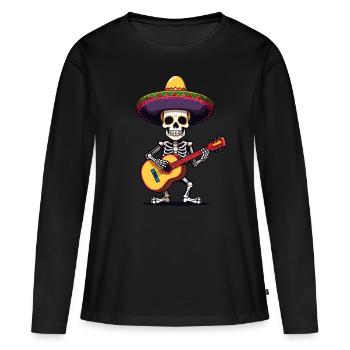 Mexican mariachi skeleton guitarist - Women's Premium Organic Long Sleeve Shirt - black - Front - Julia (174cm)