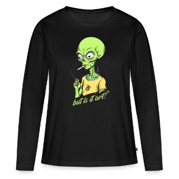 Lustiger Außerirdischer Spruch Aber Ist Es Kunst - Frauen Premium Bio Langarmshirt - Schwarz - Vorne - Julia (174cm)