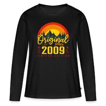 Geburtstagsgeschenk 2009 Geburtstag 2009 - Frauen Premium Bio Langarmshirt - Schwarz - Vorne - Julia (174cm)