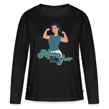 Mère de l’année Grande maman Maman drôle - T-shirt manches longues Premium bio Femme - noir - Devant - Julia (174cm)